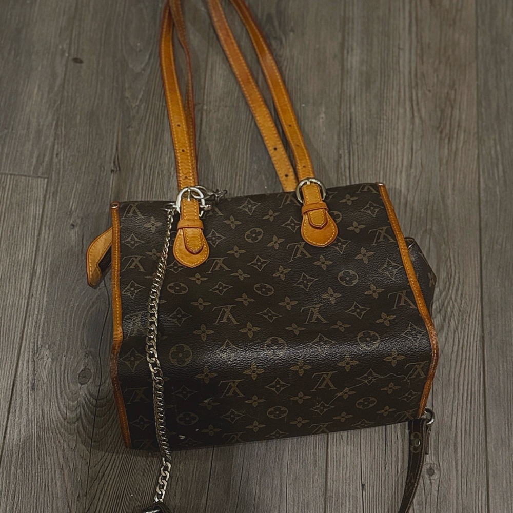 Louis Vuitton Monogram Vintage Tote Bag | Patina Leather | Custom Chain Strap